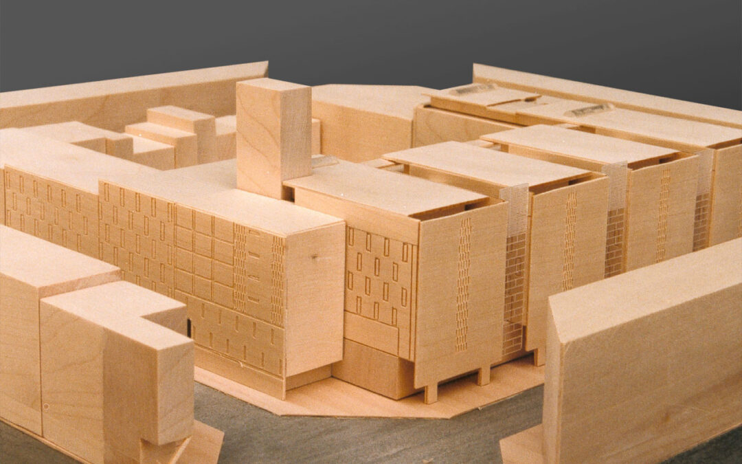 Maqueta de arquitectura hecha con madera de balsa